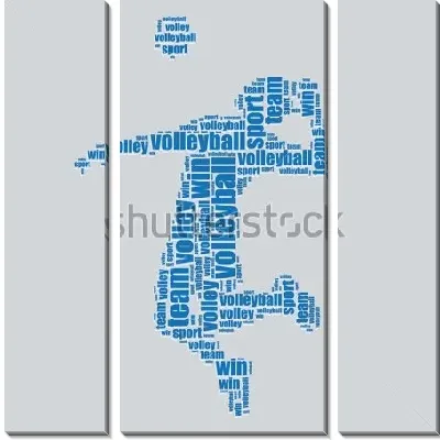 Интересная иллюстрация волейбольного игрока, сложенного из слов