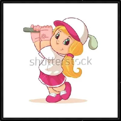 Картина Забавная девочка с клюшкой для гольфа