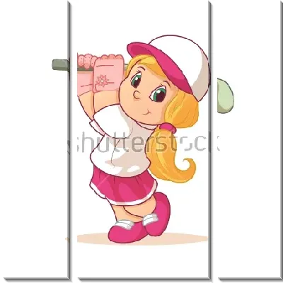 Забавная девочка с клюшкой для гольфа