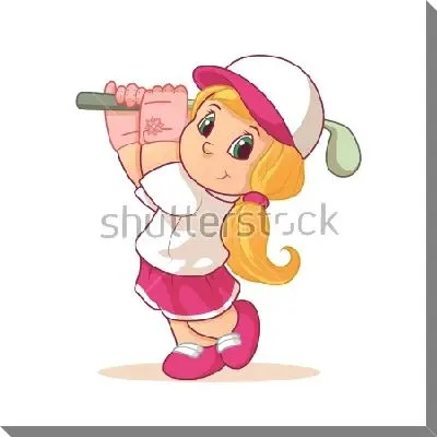 Постер Забавная девочка с клюшкой для гольфа