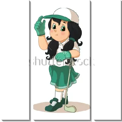 Маленькая гольфистка с клюшкой для гольфа