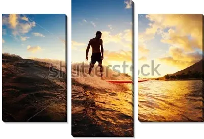 Модульная картина Сёрфинг на закате