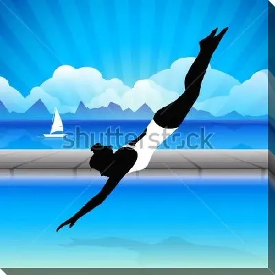 Девушка ныряет в воду