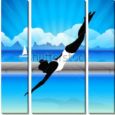 Девушка ныряет в воду