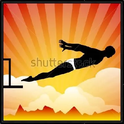 Красочная иллюстрация прыгающего с трамплина в воду спортсмена