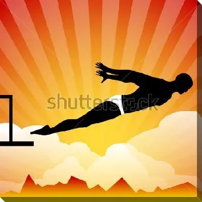 Красочная иллюстрация прыгающего с трамплина в воду спортсмена