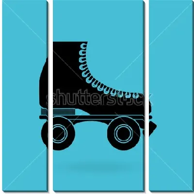 Модульная картина Силуэт роликовых коньков в ретро-дизайне