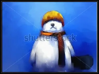 Картина Акварельная иллюстрация с белым медведем сноубордистом на синем фоне