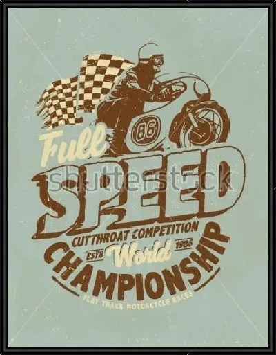Картина Плакат в винтажном стиле с анонсом гонок на мотоциклах