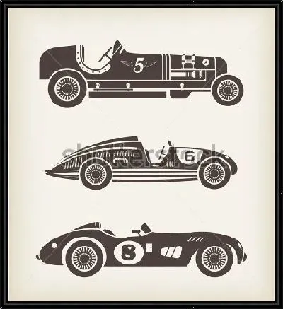 Картина Иллюстрация с винтажными гоночными автомобилями