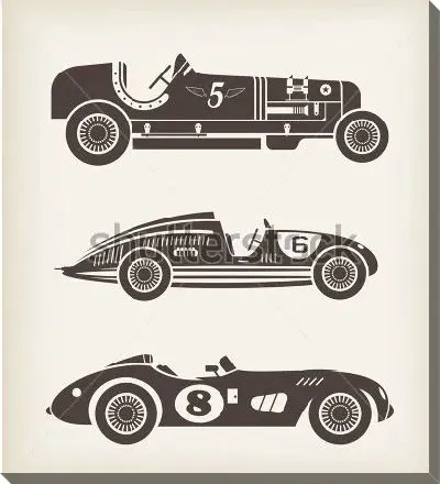Постер Иллюстрация с винтажными гоночными автомобилями