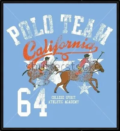 Картина Яркий плакат с игроками конного поло и надписями