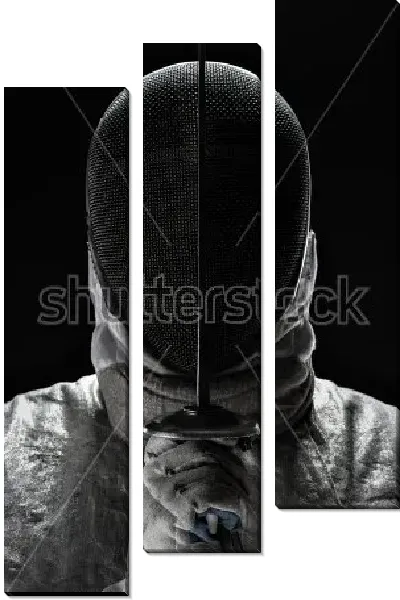 Модульная картина Фехтовальщик в маске с рапирой в руке №2