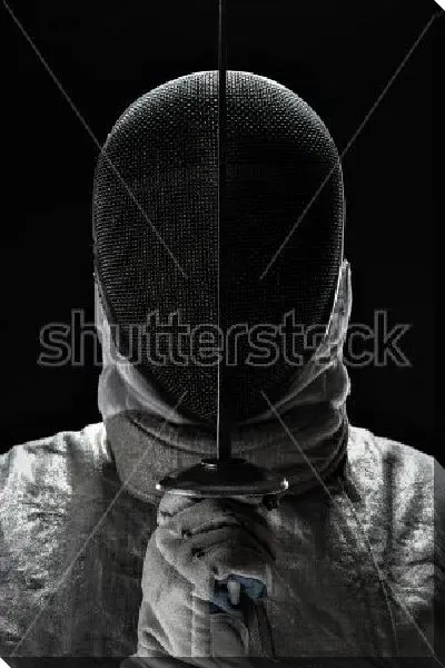 Постер Фехтовальщик в маске с рапирой в руке №2