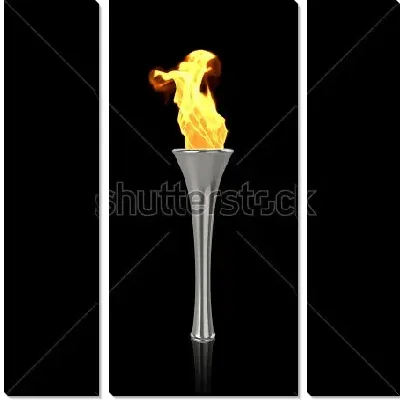 Серебряный факел с олимпийским огнём