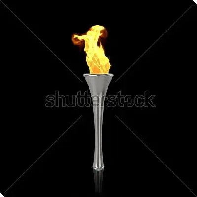 Серебряный факел с олимпийским огнём