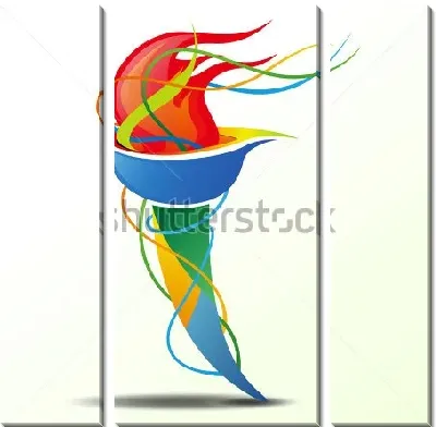 Модульная картина Красочная иллюстрация факела с олимпийским огнём