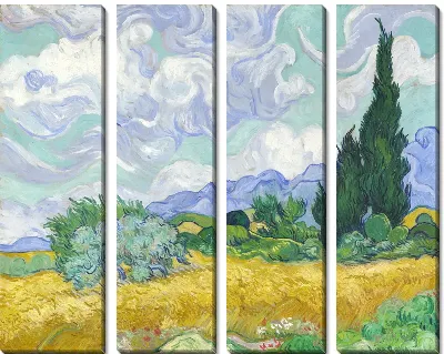 Картина Пшеничное поле с кипарисами