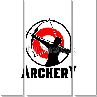 Модульная картина Эмблема  с силуэтом лучника с натянутым луком в круге мишени