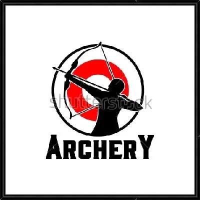 Картина Эмблема  с силуэтом лучника с натянутым луком в круге мишени