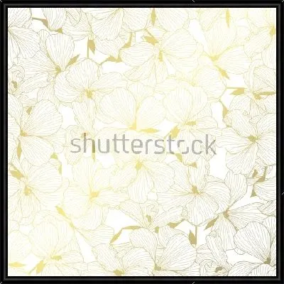 Картина Элегантный золотой узор с цветами герани