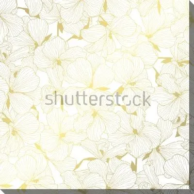 Постер Элегантный золотой узор с цветами герани