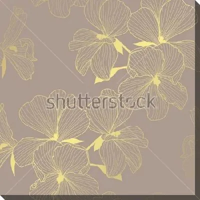 Элегантный золотой узор с цветами герани на тёмном фоне