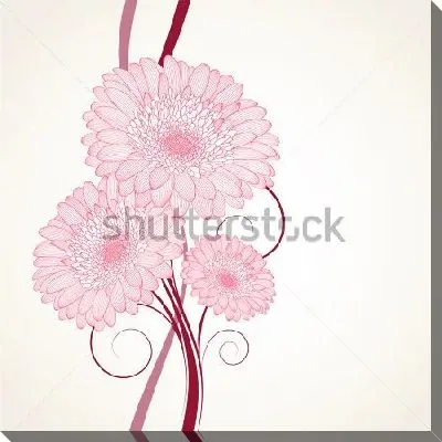 Постер Изящная композиция с герберами и волнистыми линиями