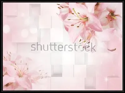 Геометрический коллаж с нежными розовыми цветами лилии