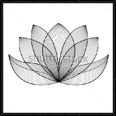 Картина Ажурный цветок лотоса из линий на белом фоне