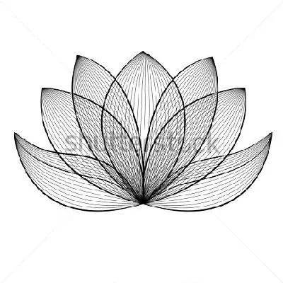 Плакат Ажурный цветок лотоса из линий на белом фоне