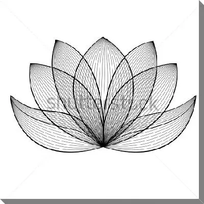 Постер Ажурный цветок лотоса из линий на белом фоне