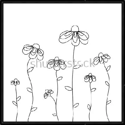 Картина Лаконичный детский рисунок с ромашками