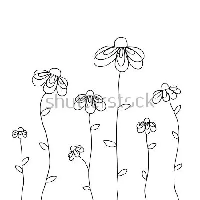 Плакат Лаконичный детский рисунок с ромашками