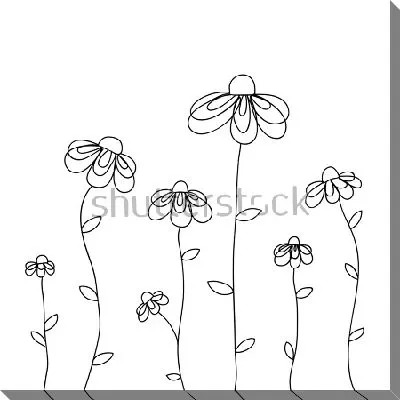 Постер Лаконичный детский рисунок с ромашками