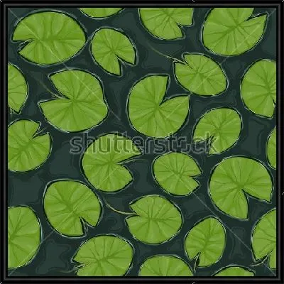 Картина Иллюстрация с листьями кувшинок на поверхности пруда