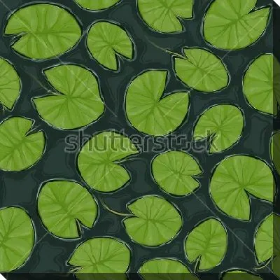 Постер Иллюстрация с листьями кувшинок на поверхности пруда