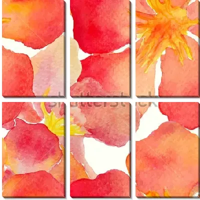 Акварельный рисунок с большими красными цветами олеандра