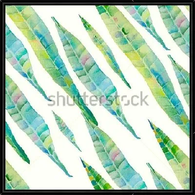 Картина Акварельная иллюстрация с зелёными листьями олеандра на белом фоне