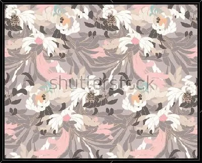 Картина Нежная композиция в пастельных тонах с цветами и листьями астры