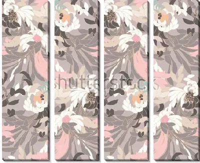 Нежная композиция в пастельных тонах с цветами и листьями астры