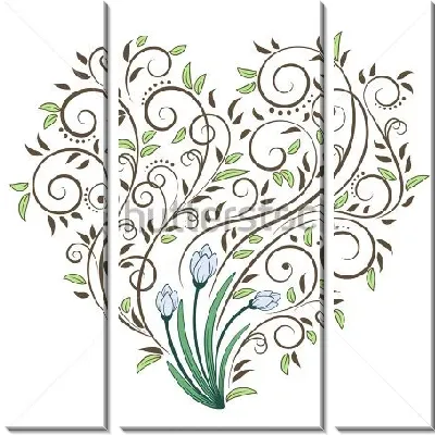 Модульная картина Изящная композиция с подснежниками и декоративным цветочным элементом