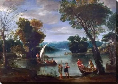 Картина Пейзаж с рекой и лодками (Landscape with a River and Boats)