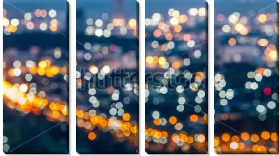 Модульная картина Огни большого ночного города - в размытом фокусе