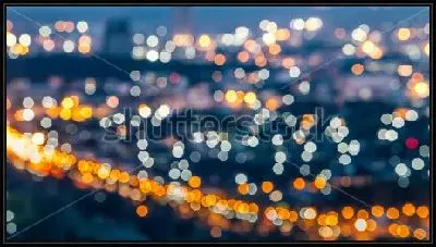 Картина Огни большого ночного города - в размытом фокусе