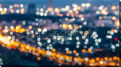 Постер Огни большого ночного города - в размытом фокусе