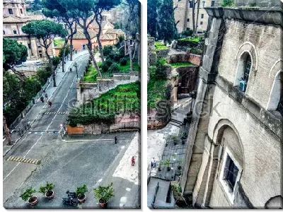 Модульная картина Вид на улицу старого города в Риме
