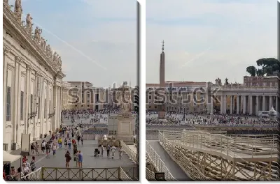 Модульная картина Туристы на улицах и площади Ватикана в Риме