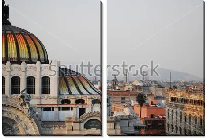 Панорама Мехико с Музеем изящных искусств на первом плане