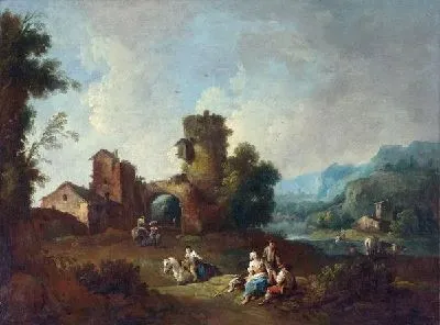 Картина Пейзаж с разрушенной башней (Landscape with a Ruined Tower)
